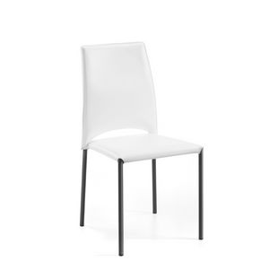 Mery, Stuhl mit verchromtem Metallbeine, Lederhlle